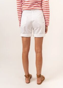 SAINT JAMES Bermuda Marie - En Gabardine De Coton Uni (BLANC) -Chic Marin Soldes 9623 blanc 04