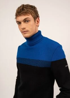 SAINT JAMES Pull Marin Bretagne Roulé - à Col Roulé, En Laine (NOIR/GITANE) -Chic Marin Soldes 9725 NOIR GITANE 04