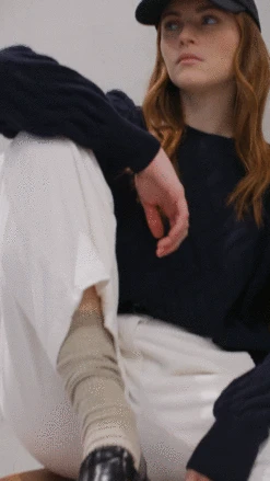 SAINT JAMES Pull Court En Laine Quebec - En Maille Structurée Et Manche Bouffante (NAVY) -Chic Marin Soldes QUEBECNAVY