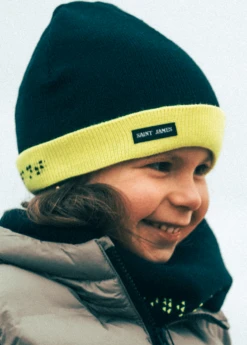 Bonnet Enfant Uni - SAINT JAMES X Les Petits Résistants (NAVY/JAUNE FLUO) -Chic Marin Soldes bonnet navy jaune fluo 3